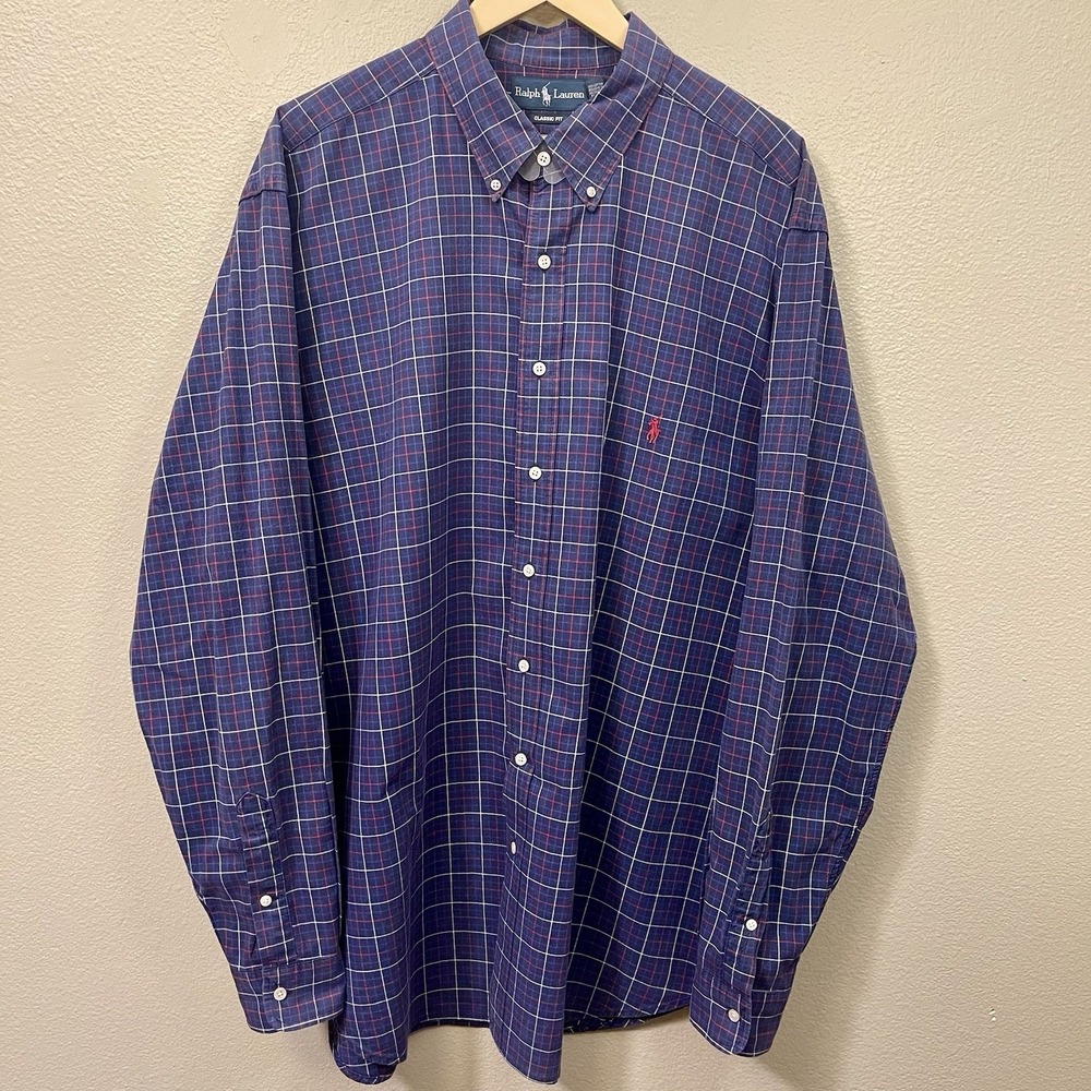 Ralph Lauren Men's Classic Fit Button Down Shirt Check Plaid Multi Size 2XL TALL